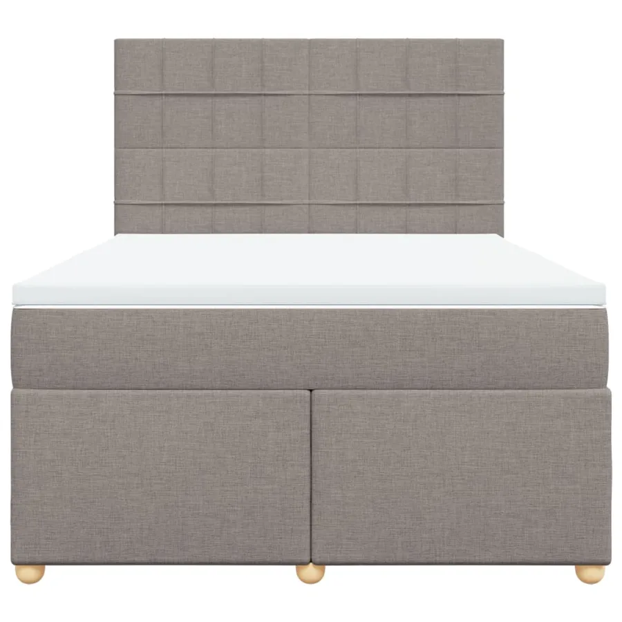 Sommier à lattes de lit avec matelas Taupe 160x200 cm Tissu - 4