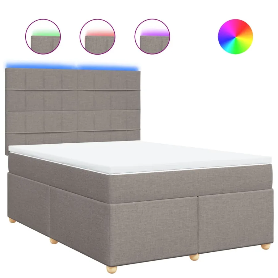 Sommier à lattes de lit avec matelas Taupe 160x200 cm Tissu - 2