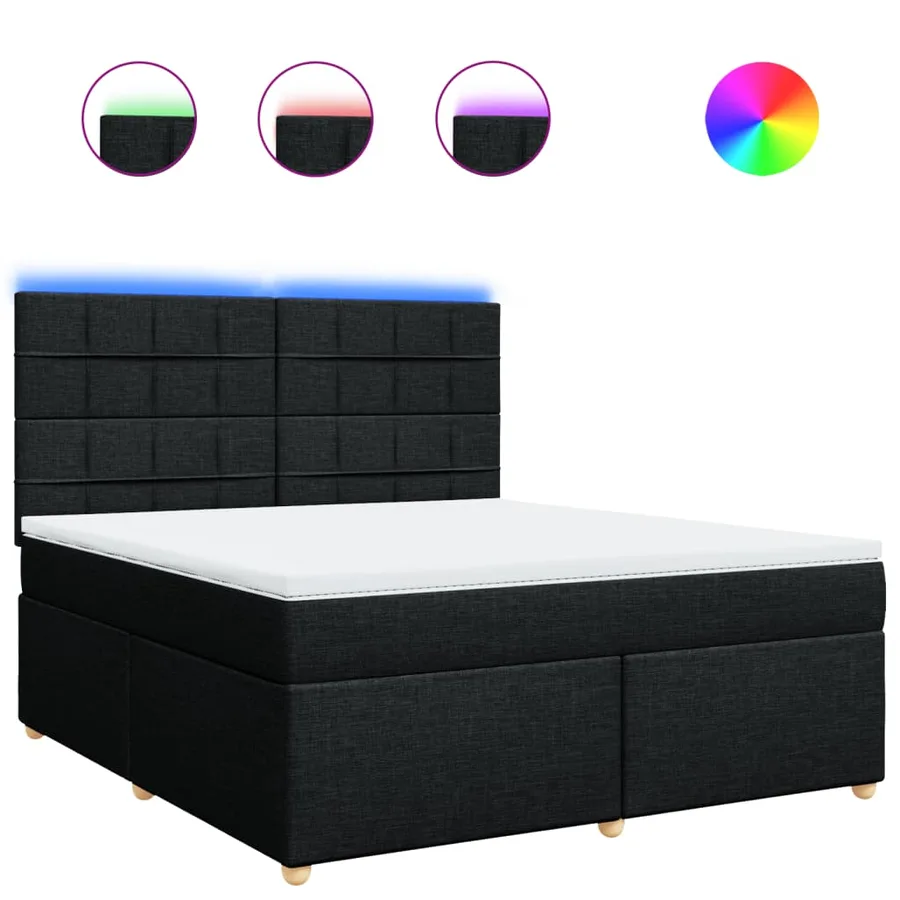Sommier à lattes de lit avec matelas Noir 180x200 cm Tissu - 2