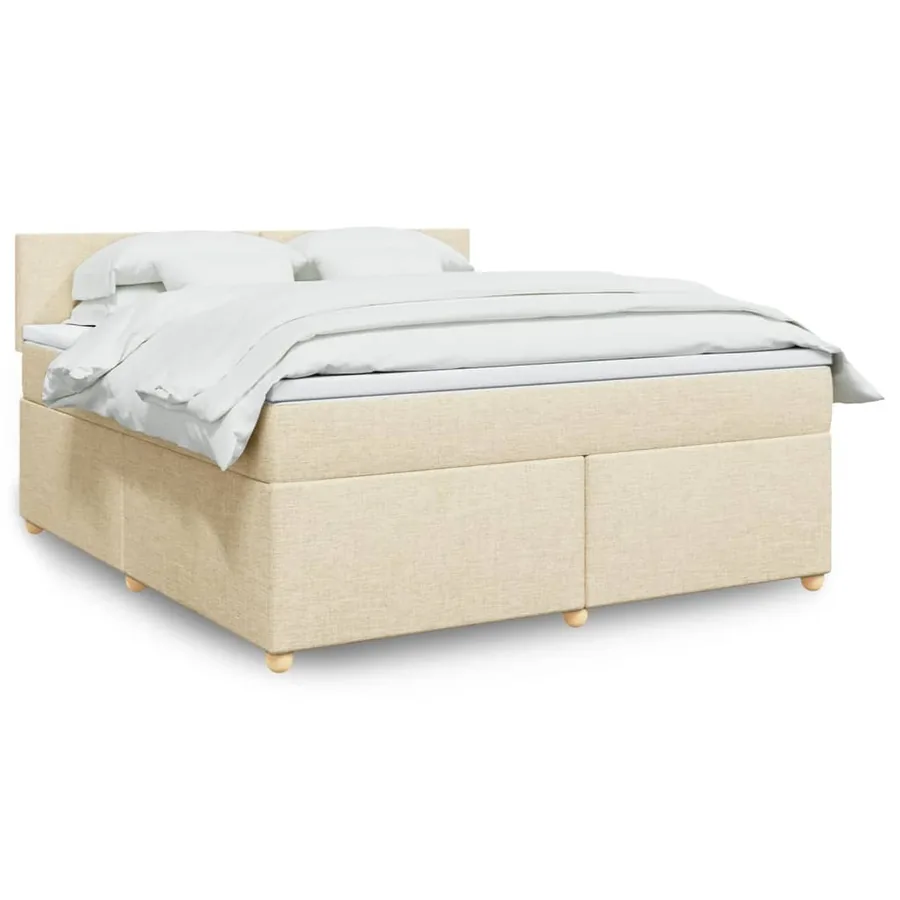 Sommier à lattes de lit avec matelas Crème 180x200 cm Tissu