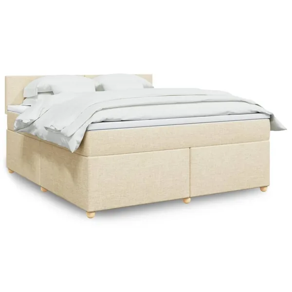 Sommier à lattes de lit avec matelas Crème 180x200 cm Tissu