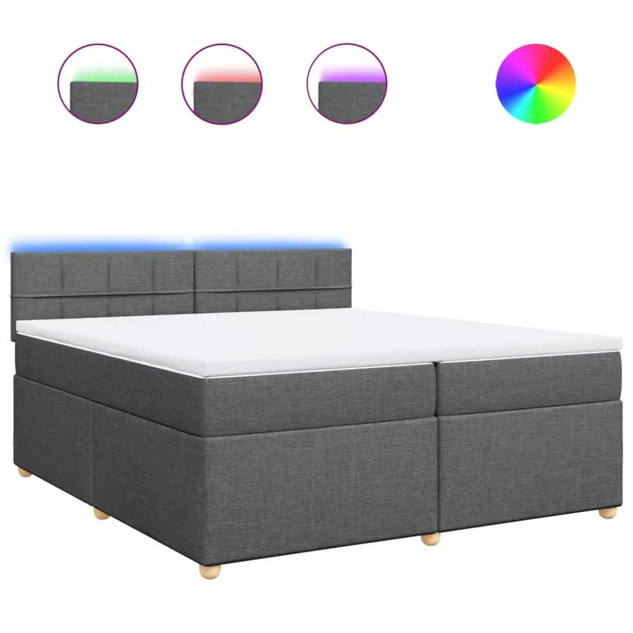 Sommier à lattes de lit avec matelas Gris foncé 200x200cm Tissu - 2