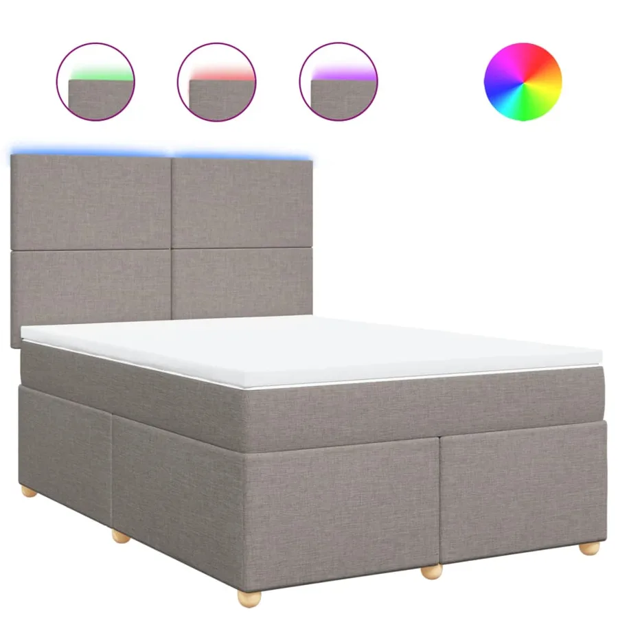 Sommier à lattes de lit avec matelas Taupe 140x200 cm Tissu - 2