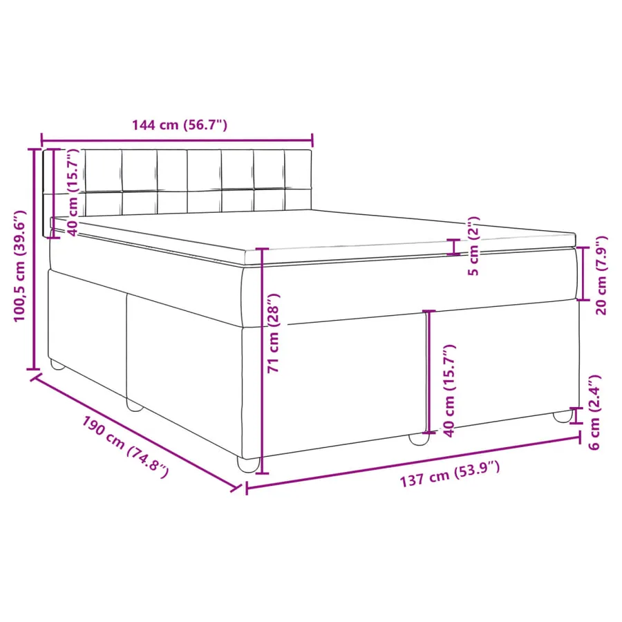 Sommier à lattes de lit avec matelas Gris clair 140x190cm Tissu - 18