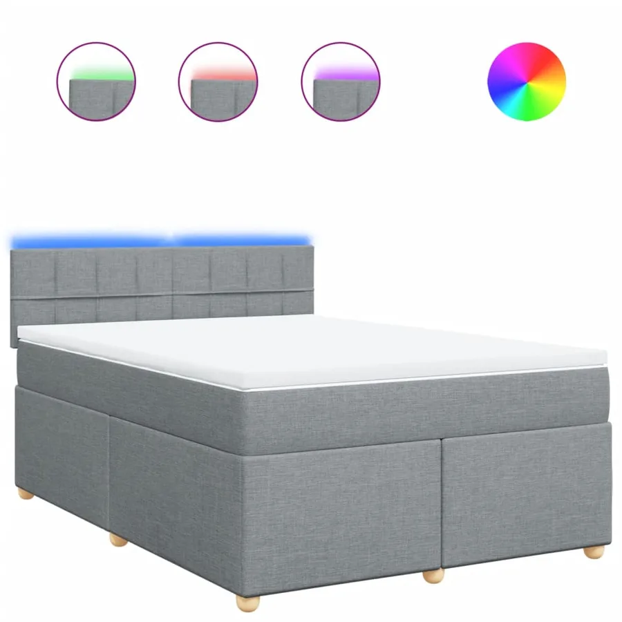 Sommier à lattes de lit avec matelas Gris clair 140x190cm Tissu - 2