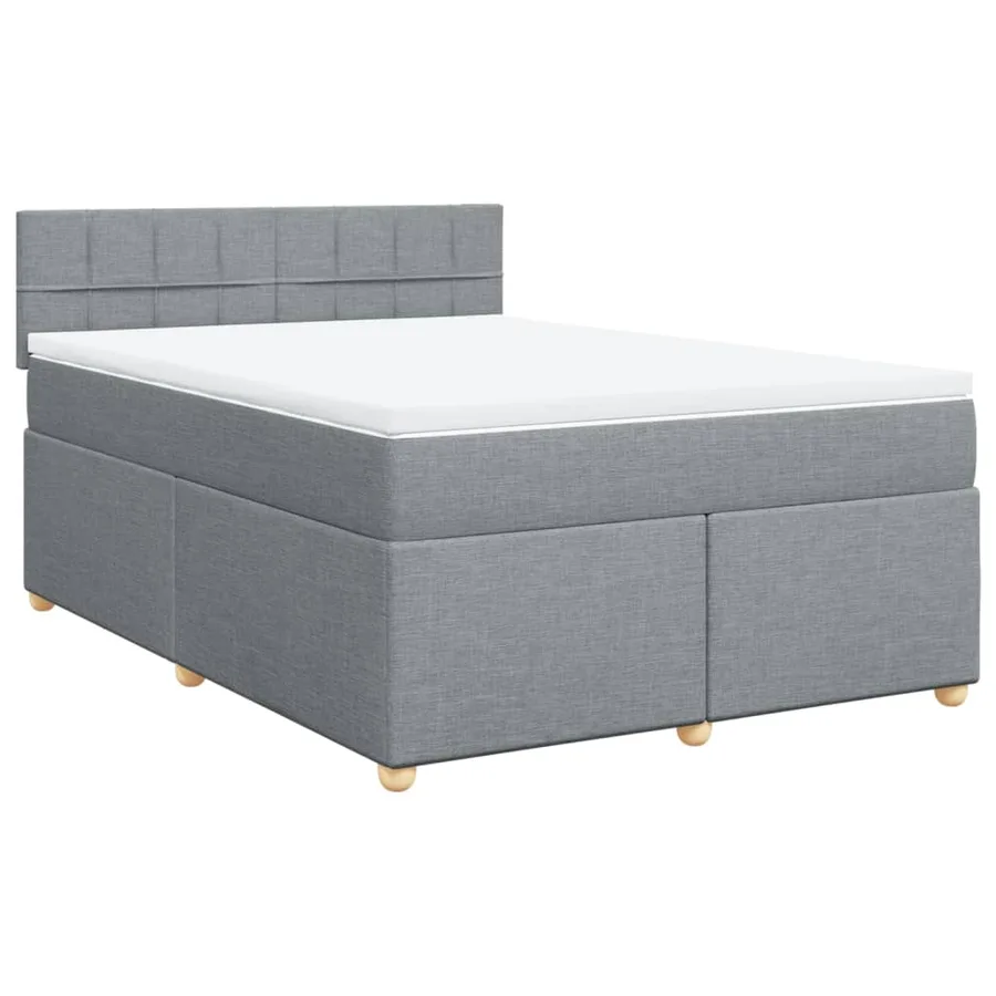 Sommier à lattes de lit avec matelas Gris clair 140x190cm Tissu - 3