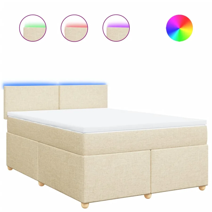 Sommier à lattes de lit avec matelas Crème 140x200 cm Tissu - 2