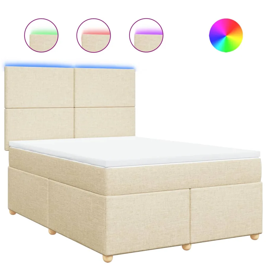Sommier à lattes de lit avec matelas Crème 140x190 cm Tissu - 2