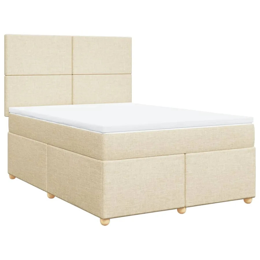 Sommier à lattes de lit avec matelas Crème 140x190 cm Tissu - 3