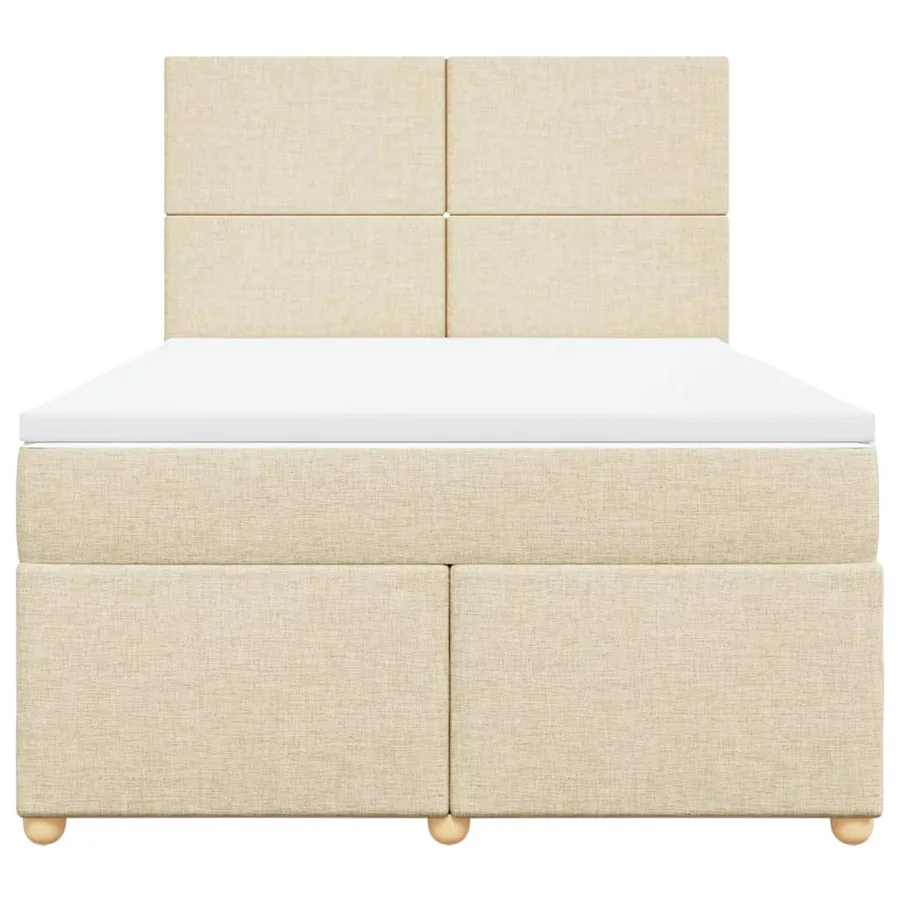 Sommier à lattes de lit avec matelas Crème 140x190 cm Tissu - 6