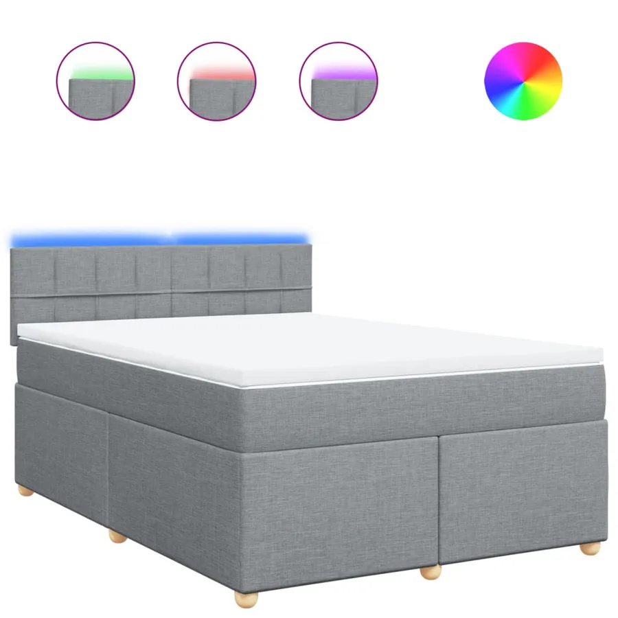 Sommier à lattes de lit avec matelas Gris clair 140x200cm Tissu - 2
