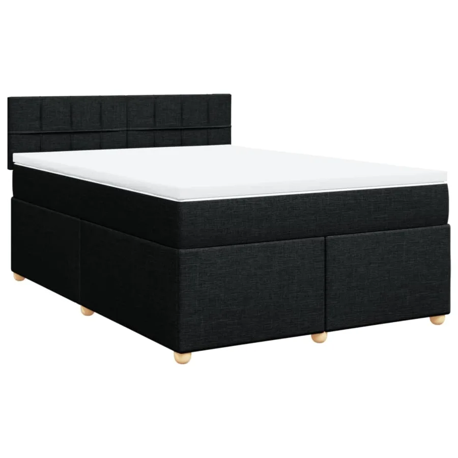 Sommier à lattes de lit avec matelas Noir 140x190 cm Tissu - 3