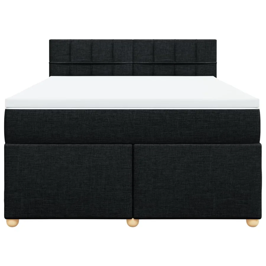 Sommier à lattes de lit avec matelas Noir 140x190 cm Tissu - 6