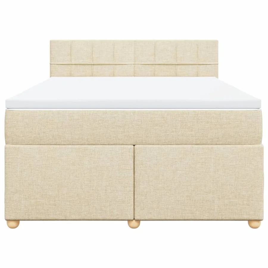 Sommier à lattes de lit avec matelas Crème 140x200 cm Tissu - 6