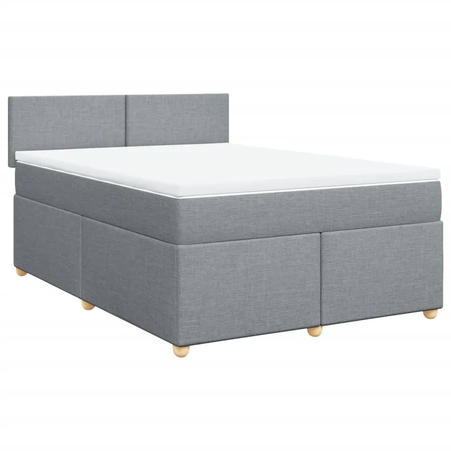 Sommier à lattes de lit avec matelas Gris clair 140x190cm Tissu - 3
