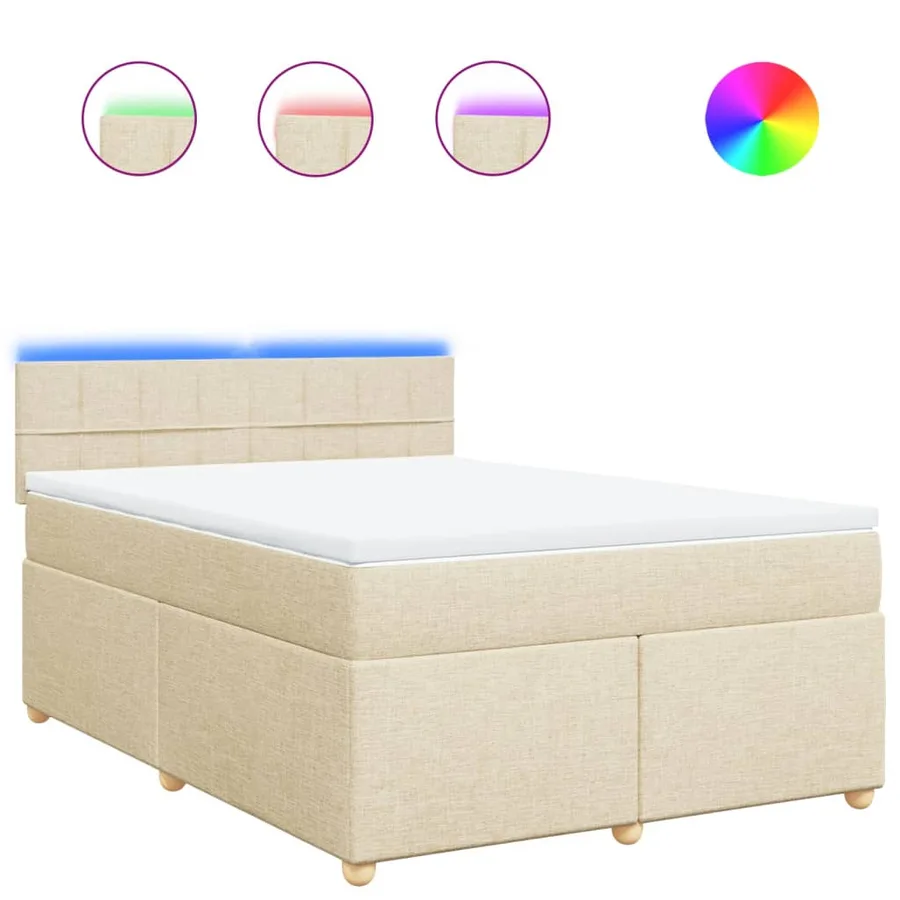 Sommier à lattes de lit avec matelas Crème 140x190 cm Tissu - 2