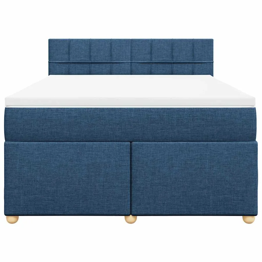 Sommier à lattes de lit avec matelas Bleu 140x190 cm Tissu - 4