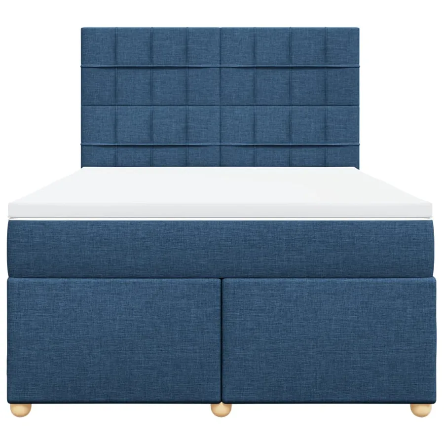 Sommier à lattes de lit avec matelas Bleu 140x200 cm Tissu - 4