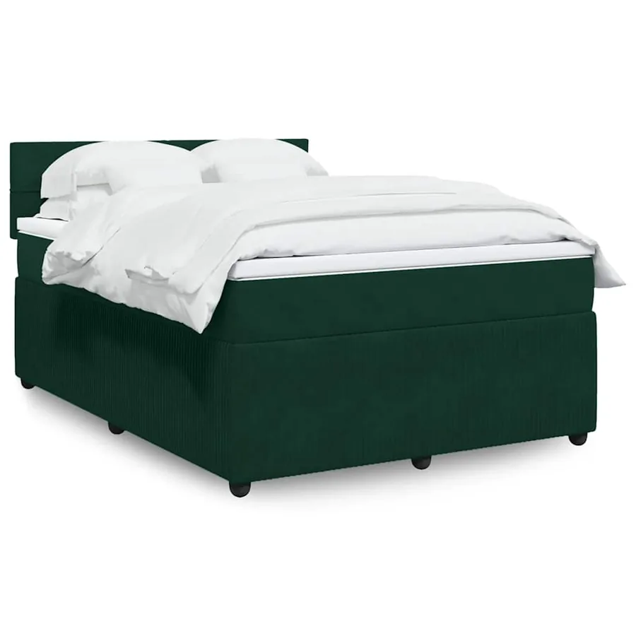 Sommier à lattes de lit et matelas Vert foncé 140x190cm Velours