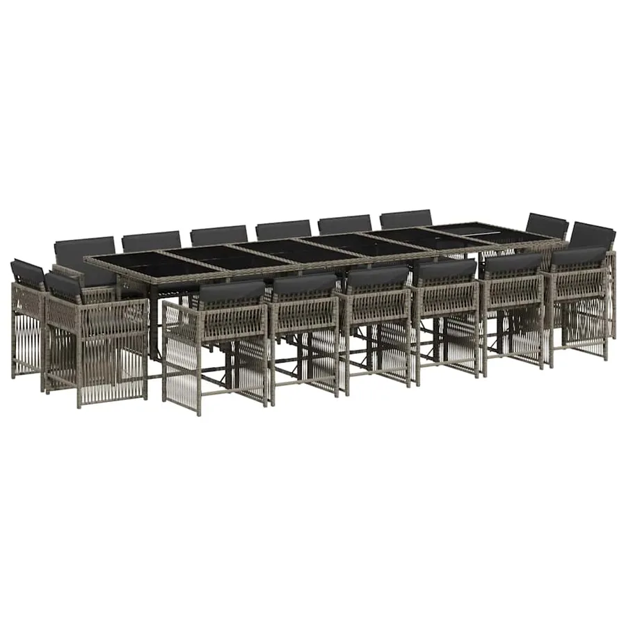 Ensemble à manger de jardin 17 pcs et coussins résine tressée - 2