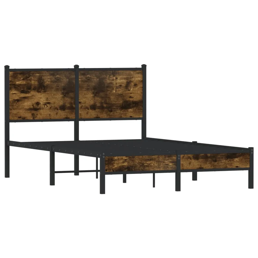 Cadre de lit en métal sans matelas chêne fumé 120x200 cm - 3