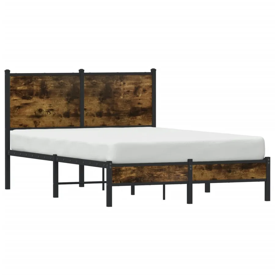 Cadre de lit en métal sans matelas chêne fumé 120x200 cm - 4