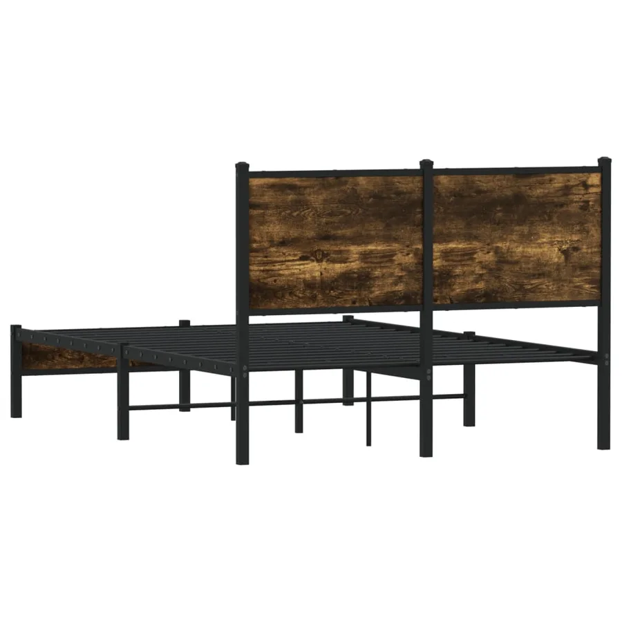 Cadre de lit en métal sans matelas chêne fumé 120x200 cm - 7
