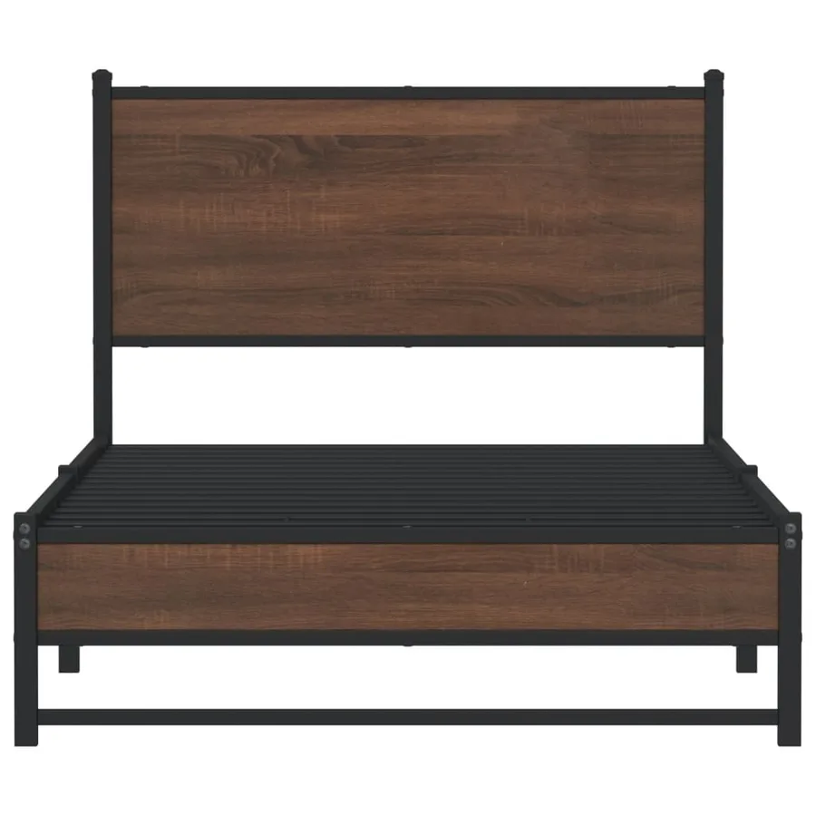 Cadre de lit en métal sans matelas chêne marron 100x190 cm - 5