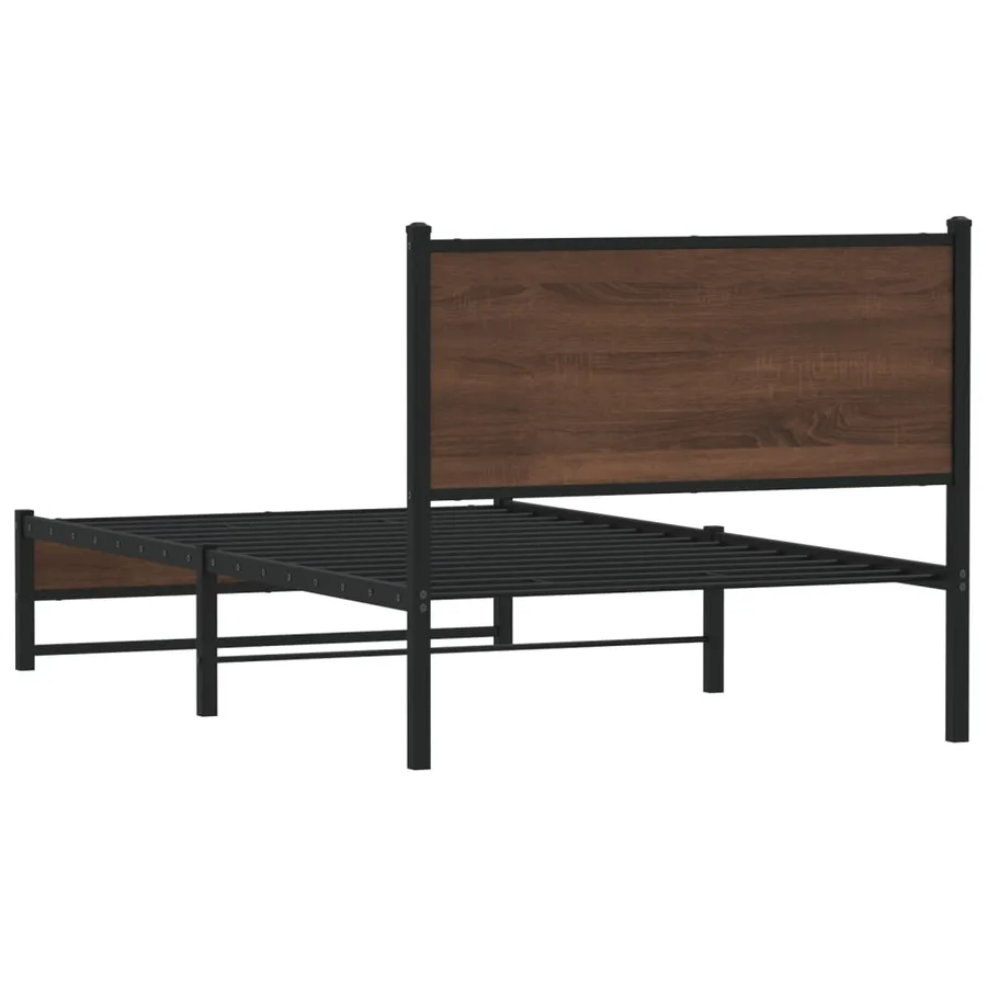 Cadre de lit en métal sans matelas chêne marron 100x190 cm - 7