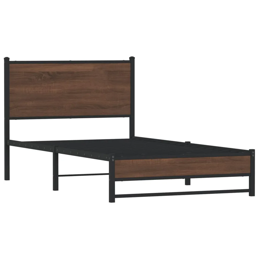 Cadre de lit en métal sans matelas chêne marron 107x203 cm - 3