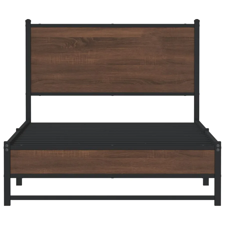 Cadre de lit en métal sans matelas chêne marron 107x203 cm - 5