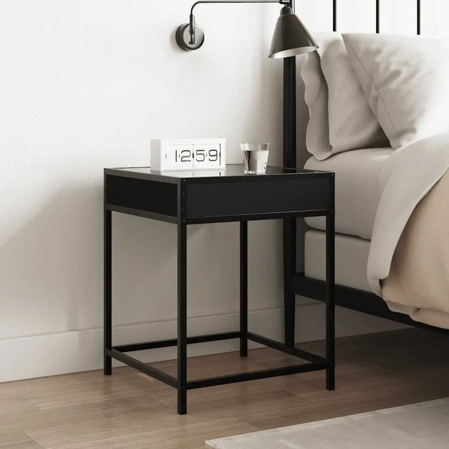 Table de chevet avec LED infini noir 40x40x51 cm - 4