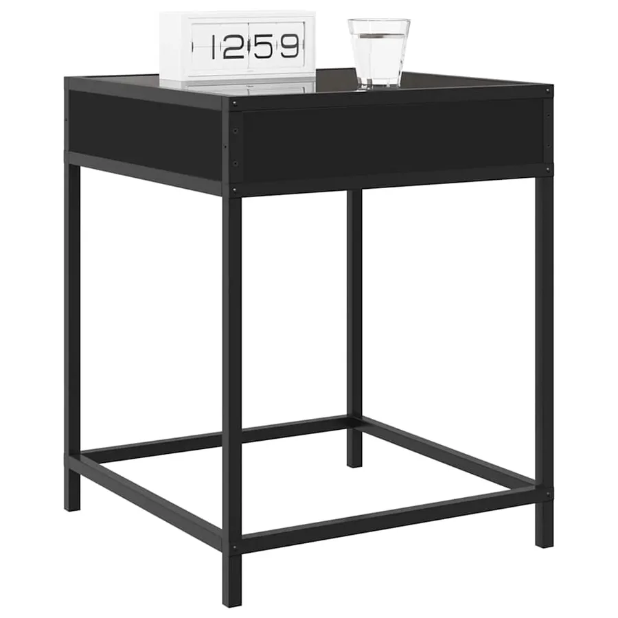 Table de chevet avec LED infini noir 40x40x51 cm - 5