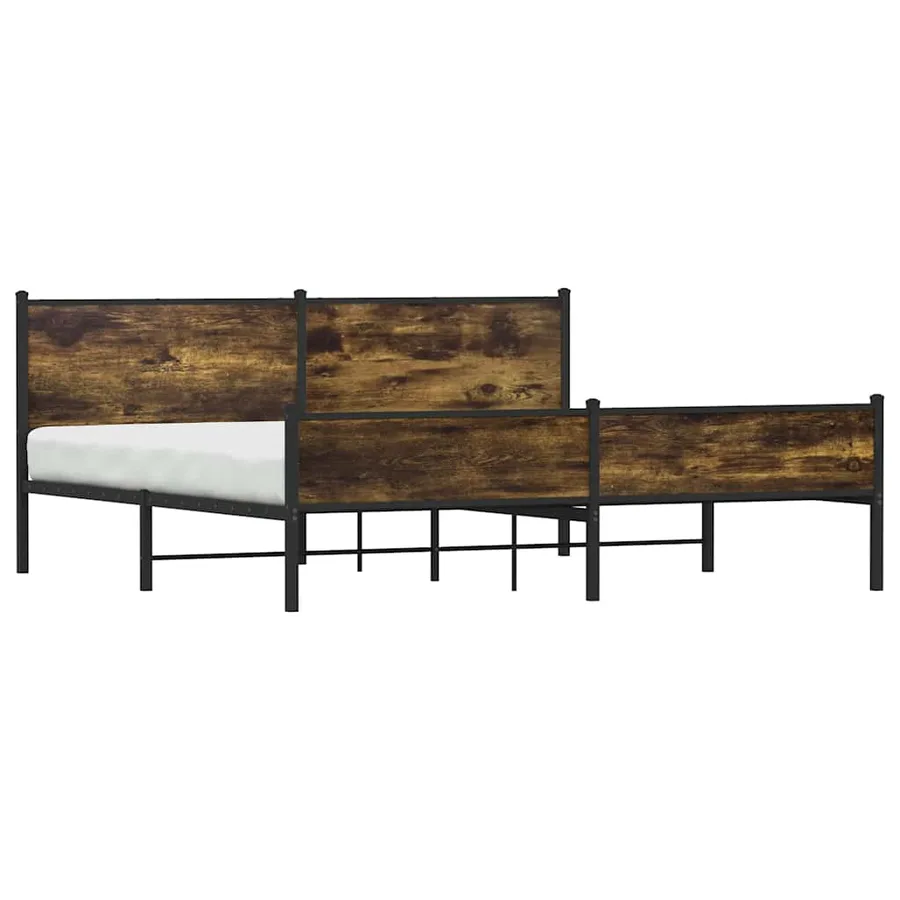 Cadre de lit en métal sans matelas chêne fumé 193x203 cm - 3