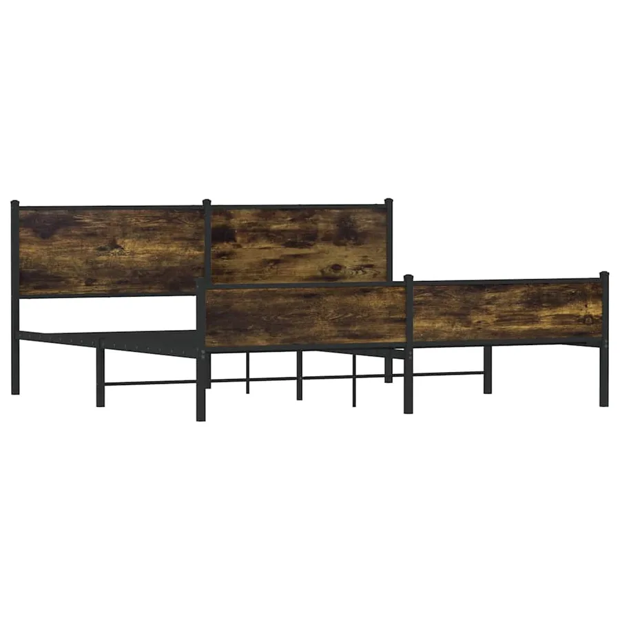 Cadre de lit en métal sans matelas chêne fumé 193x203 cm - 4