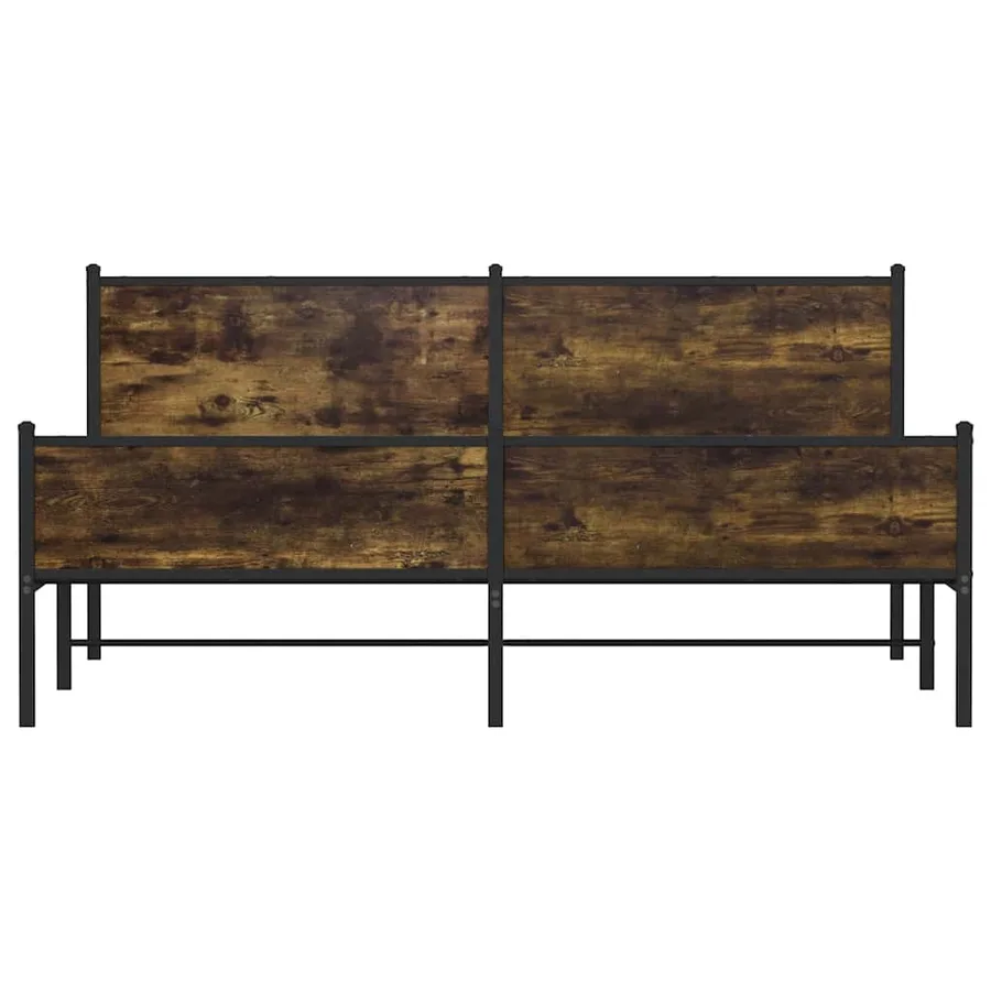 Cadre de lit en métal sans matelas chêne fumé 193x203 cm - 5
