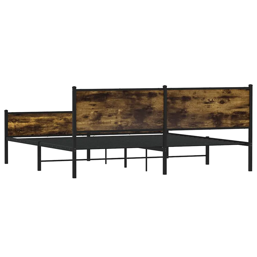 Cadre de lit en métal sans matelas chêne fumé 193x203 cm - 7