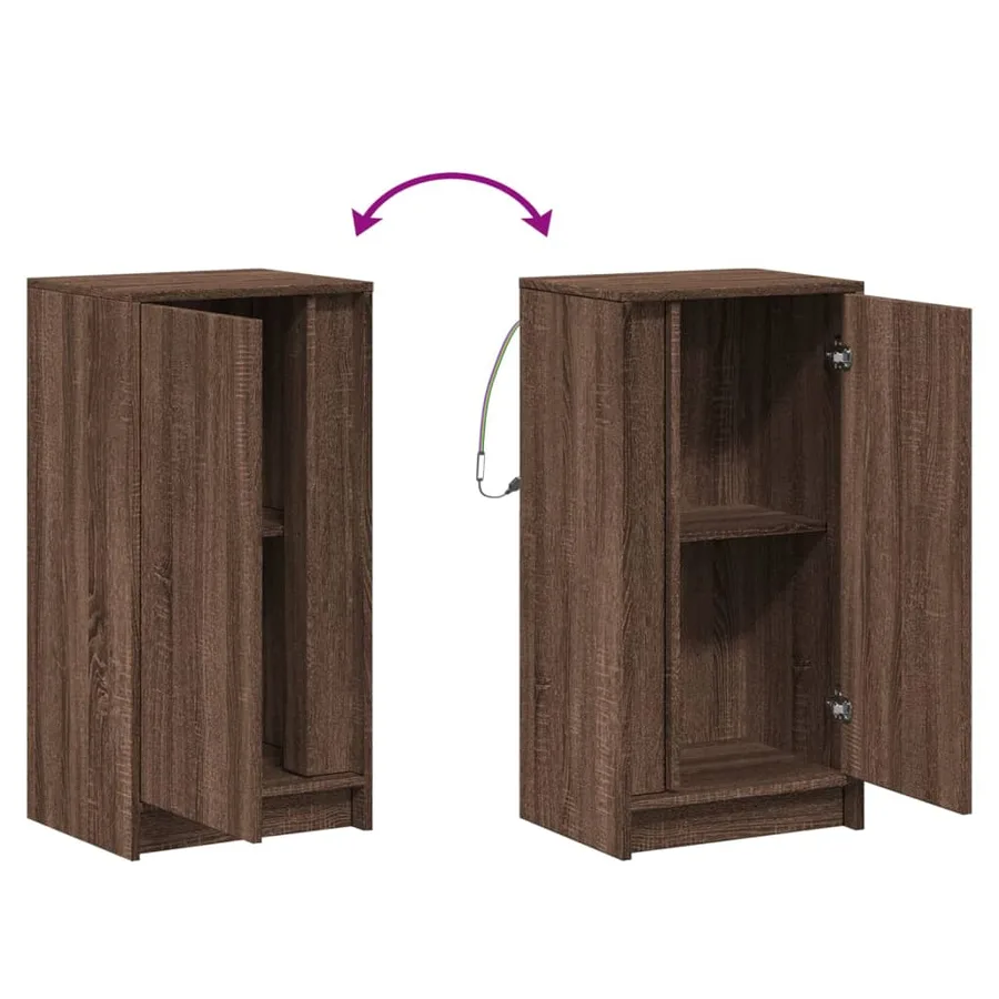 Buffet avec LED chêne marron 42,5x34x85 cm bois d'ingénierie - 10