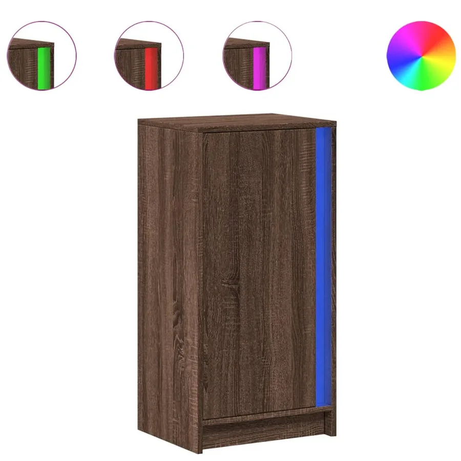 Buffet avec LED chêne marron 42,5x34x85 cm bois d'ingénierie - 2
