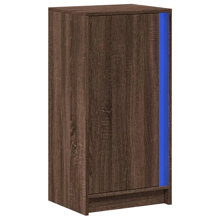 Buffet avec LED chêne marron 42,5x34x85 cm bois d'ingénierie - 3