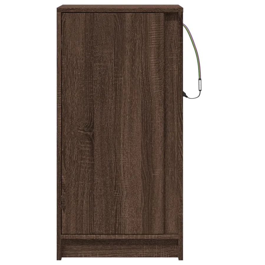 Buffet avec LED chêne marron 42,5x34x85 cm bois d'ingénierie - 6