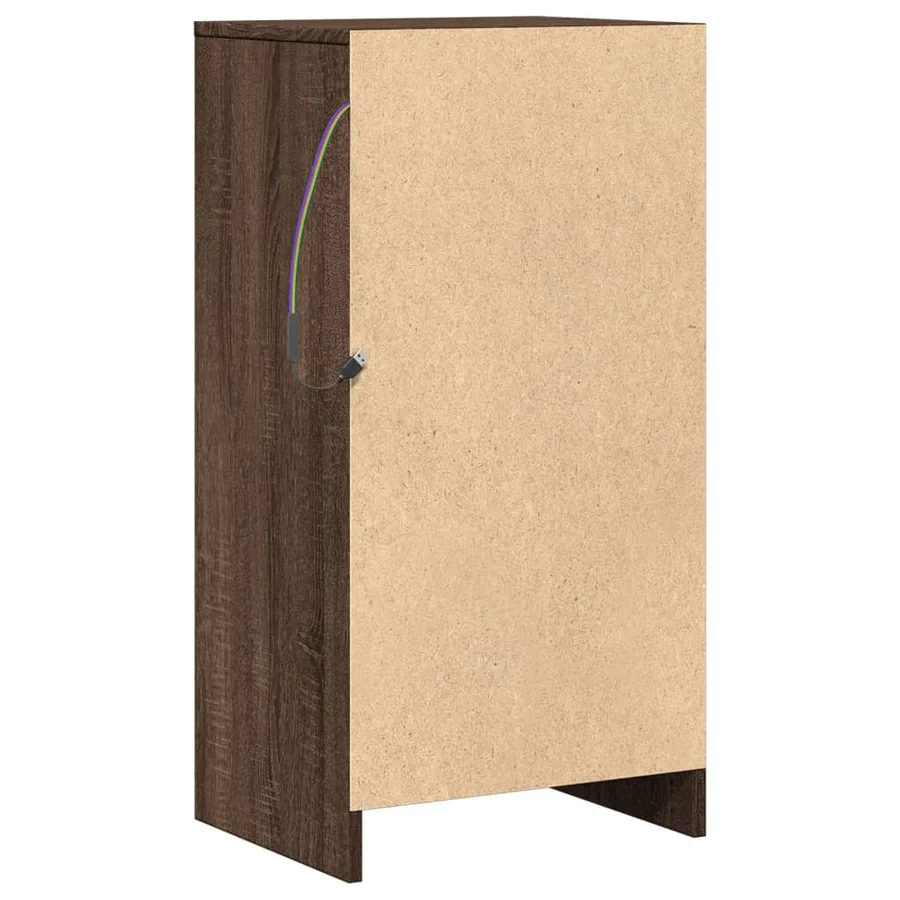 Buffet avec LED chêne marron 42,5x34x85 cm bois d'ingénierie - 9