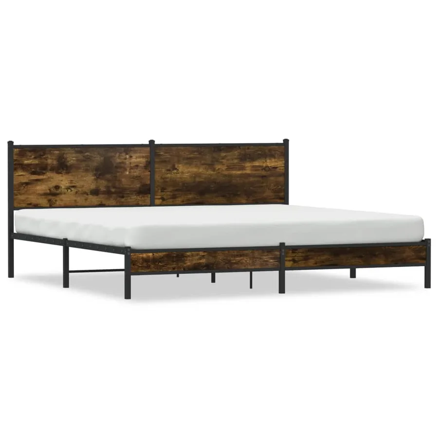 Cadre de lit en métal sans matelas chêne fumé 200x200 cm - 2