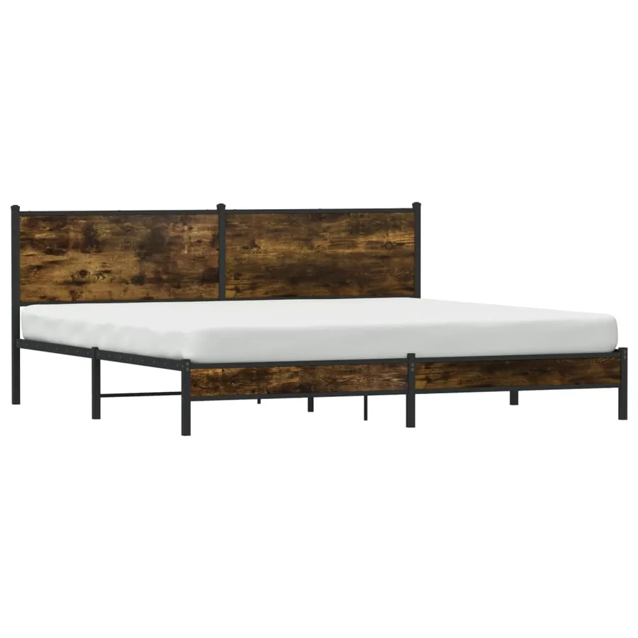 Cadre de lit en métal sans matelas chêne fumé 200x200 cm - 3