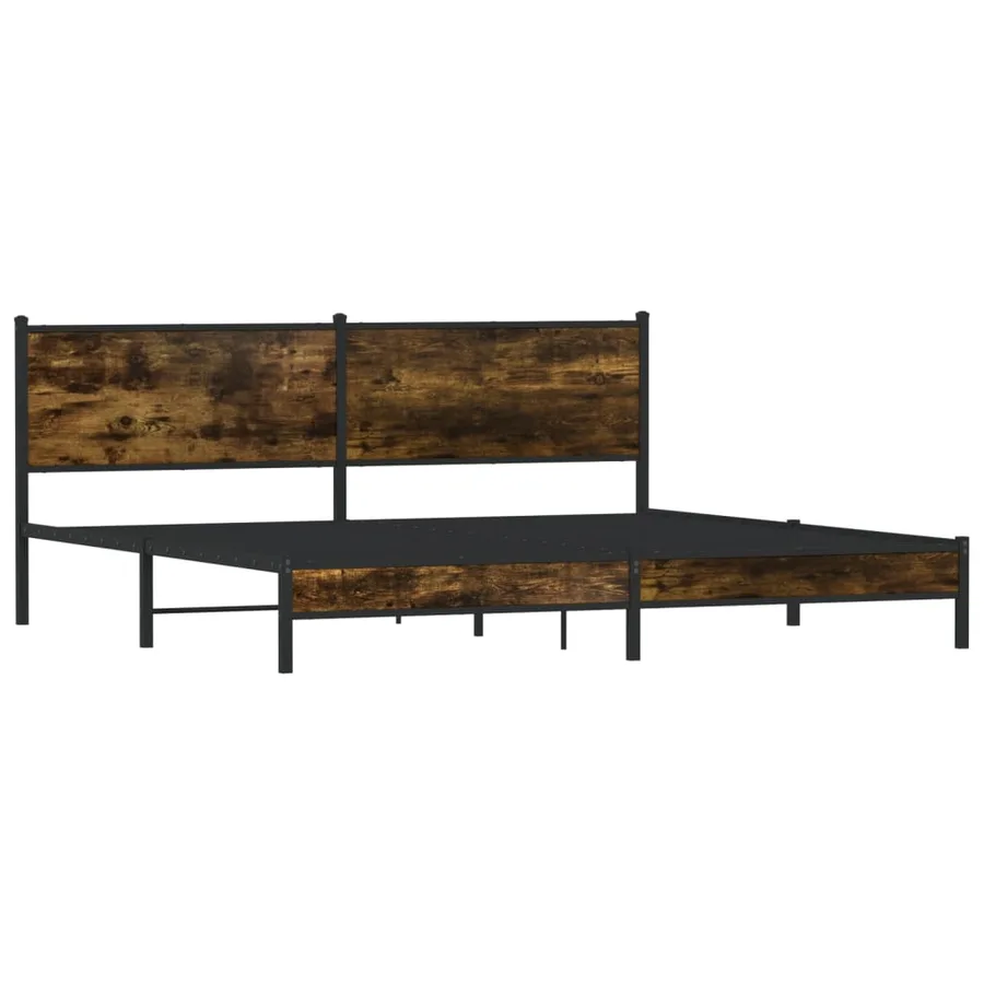 Cadre de lit en métal sans matelas chêne fumé 200x200 cm - 4