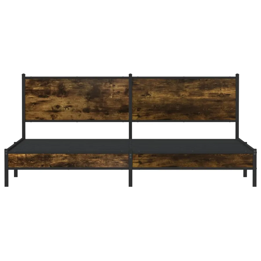 Cadre de lit en métal sans matelas chêne fumé 200x200 cm - 5