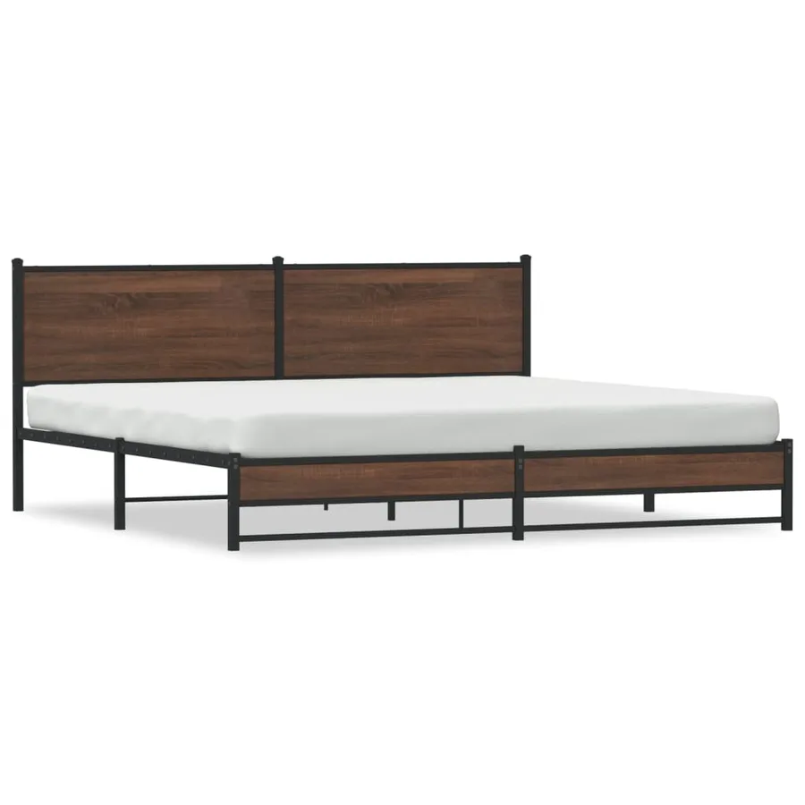 Cadre de lit en métal sans matelas chêne marron 200x200 cm - 2