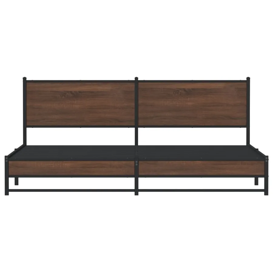 Cadre de lit en métal sans matelas chêne marron 200x200 cm - 5