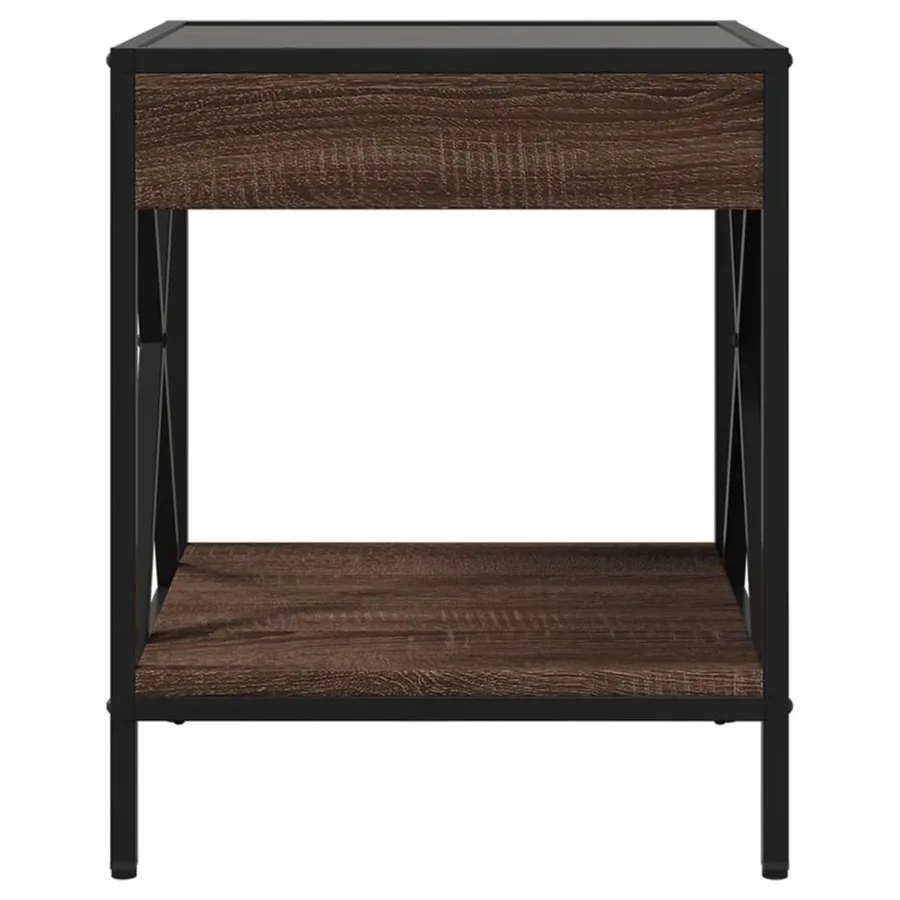 Table de chevet avec LED infini chêne marron 40x40x49 cm - 6