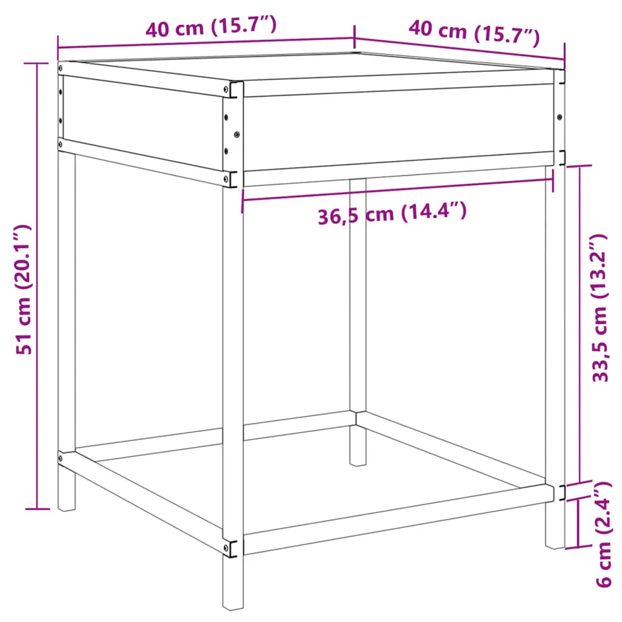 Table basse avec LED Infinity chêne marron 40x40x51 cm - 13